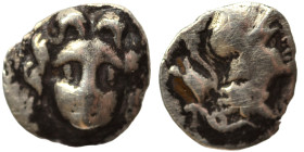 PISIDIA. Selge. Circa 250-190 BC. Obol (silver, 0.80 g, 10 mm). Facing gorgoneion Rev. Helmeted head of Athena right; astragalos to left. Fine.