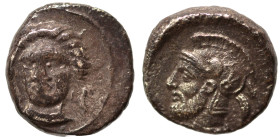 CILICIA. Tarsos. Time of Pharnabazos or Datames, circa 379-374/378-372. Obol (silver, 0.75 g, 9 mm). Female head (Arethusa?) facing slightly left. Rev...