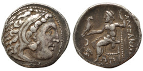 KINGS of MACEDON. Alexander III the Great, 336-323 BC. Drachm (silver, 4.16 g, 17 mm). Head of Herakles to right, wearing lion skin headdress. Rev. ΑΛ...