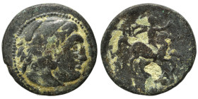 KINGS of MACEDON. Alexander III the Great, 336-323 BC. Ae (bronze, 5.08 g, 20 mm), uncertain mint in Macedon. Head of Herakles right, wearing lion ski...