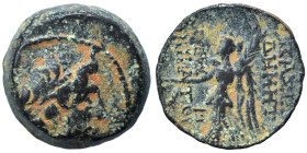 SELEUKID KINGS of SYRIA. Demetrios II Nikator, first reign, 146-138 BC. Ae (bronze, 5.97 g, 17 mm), Nisibis (?). Diademed head right. Rev. BAΣΙΛΕΩΣ / ...