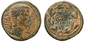 SYRIA, Seleucis and Pieria. Antioch. Augustus, 27 BC-AD 14. 'As' (bronze, 9.84 g, 23 mm). CAESAR Bare head of Augustus to right. Rev. AVGVSTVS within ...