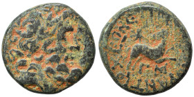 SYRIA, Seleukis and Pieria. Antioch. Pseudo-autonomous issue, time of Augustus, 27 BC-14 AD. Ae (bronze, 6.94 g, 19 mm), 12/13 AD. Laureate head of Ze...