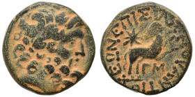 SYRIA, Seleukis and Pieria. Antioch. Pseudo-autonomous issue, time of Augustus, 27 BC-14 AD. Ae (bronze, 7.75 g, 19 mm), 12/13 AD. Laureate head of Ze...