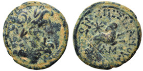 SYRIA, Seleucis and Pieria. Antioch. Pseudo-autonomous issue, time of Augustus, 27 BC-14 AD. Ae (bronze, 6.73 g, 22 mm), 13/14 AD. Laureate head of Ze...