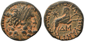 SYRIA, Seleucis and Pieria. Antioch. Pseudo-autonomous issue, time of Augustus, 27 BC-14 AD. Ae (bronze, 8.01 g, 18 mm), 13/14 AD. Laureate head of Ze...