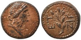 SYRIA, Seleucis and Pieria, Antioch. Pseudo-autonomous. Time of Galba and Otho, 68-69. Ae (bronze, 3.46 g, 15 mm). Head of Apollo right, wearing taini...