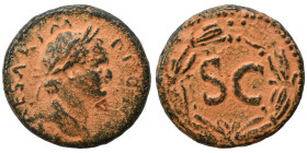 SYRIA, Seleucis and Pieria. Antioch. Titus, 79-81. Ae (bronze, 7.49 g, 21 mm). T CAESAR IMP PONT Laureate head of Titus, right. Rev. S C in laurel wre...