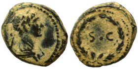 SYRIA, Seleucis and Pieria. Antioch. Trajan, 98-117. Half Quadrans (bronze, 1.40 g, 12 mm). Rome, for use in Syria. Laureate and draped bust of Trajan...