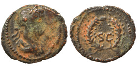 SYRIA, Seleucis and Pieria. Antioch. Trajan, 98-117. Half Quadrans (bronze, 0.84 g, 12 mm). Rome, for use in Syria. Laureate and draped bust of Trajan...