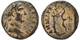 SYRIA, Seleukis and Pieria. Antioch. Trajan, 98-117. Ae (bronze, 1.40 g, 13 mm), Rome, for circulation in Syria. ΑΥΤ ΚΑΙС ΝЄΡ ΤΡΑΙΑΝ СЄΒ ΓЄΡΜ Laureate...