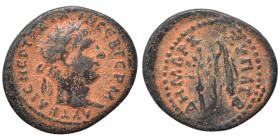 SYRIA, Seleukis and Pieria. Antioch. Trajan, 98-117. Ae (bronze, 1.49 g, 16 mm), Rome, for circulation in Syria. ΑΥΤ ΚΑΙС ΝЄΡ ΤΡΑΙΑΝ СЄΒ ΓЄΡΜ Laureate...