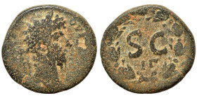 SYRIA, Seleucis and Pieria. Antioch. Lucius Verus, 161-169. As (bronze, 8.67 g, 22 mm). […]ΟΥΗ[ΡΟϹ..] Laureate head right. Rev. Large S C; IΓ below, a...