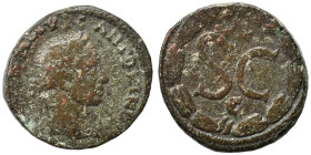 SYRIA, Seleucis and Pieria. Antioch. Elagabalus, 218-222. Ae (bronze, 5.05 g, 20 mm). Radiate head of Elagabalus to right. Rev. S C; Δ - E above, all ...