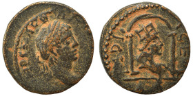 SYRIA, Seleucis and Pieria. Laodicea ad Mare. Elagabalus, 218-222. Ae (bronze, 4.23 g, 17 mm). Laureate head right. Rev. Turreted and draped bust of T...