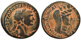 SYRIA, Seleucis and Pieria. Laodicea ad Mare. Trajan, 98-117. Ae (bronze, 9.73 g, 25 mm). Laureate bust right, slight drapery on left shoulder. Rev. T...