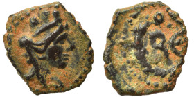SYRIA, Cyrrhestica. Beroea. Pseudo-autonomous issue. Ae (bronze, 0.62 g, 10 mm), time of the Antonines, 138-192. Turreted, veiled and draped bust of T...