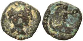 PALMYRENE. Palmyra. Pseudo-autonomous issue, circa 1st-3rd centuries AD. Ae (bronze, 0.71 g, 9 mm). Head of Tyche right. Rev. Astarte standing in gall...