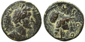 LYCAONIA. Iconium. Antoninus Pius, 138-161. Ae (bronze, 4.63 g, 18 mm). ANTONINVS AVG PIVS Laureate, draped and cuirassed bust right. Rev. COL ICO Lau...