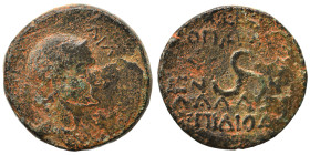 CILICIA. Olba. Augustus, 27 BC-14 AD. Ae (bronze, 8.15 g, 22 mm), Ajax, high priest and toparch, Diodoros. AIANTOΣ TEYKPOV Draped bust of Ajax right, ...