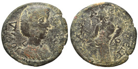 PHRYGIA. Hadrianopolis-Sebaste. Julia Domna. Ae (bronze, 4.63 g, 22 mm), Poteitos, archon. IOYΛ ΔOMNA CЄB Draped bust of Julia Domna to right. Rev. ΑΔ...