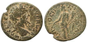 PISIDIA. Antioch. Septimius Severus, 193-211. Ae (bronze, 6.13 g, 23 mm). IMP C L SEP SEVERVS Laureate head right. Rev. ANTIOCH GENIL COL CAES Tyche s...