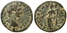 PISIDIA. Antioch. Caracalla, 198-217. Ae (bronze, 4.72 g, 22 mm). Laureate bust of Caracalla right. Rev. Tyche standing left holding branch and cornuc...
