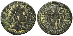 PISIDIA. Antioch. Severus Alexander, 222-235. Ae (bronze, 2.49 g, 16 mm). Radiate head right. Rev. Eagle standing, facing,with head left. Cf. SNG BnF ...