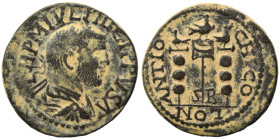 PISIDIA. Antioch. Philip I, 244-249. Ae (bronze, 9.62 g, 25 mm). IMP M IVL PHILIPPVS A Radiate, cuirassed and draped bust of Philip right. Rev. ANTIO ...