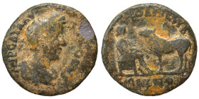 MYSIA. Parium. Commodus, 177-192. Ae (bronze, 6.29 g, 22 mm). IMP CAI M AV COMMODVS Laureate, draped and cuirassed bust right. Rev. DEO AESC SVB / C G...