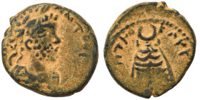 MESOPOTAMIA. Carrhae. Septimius Severus, 193-211. Ae (bronze, 2.11 g, 14 mm). Laureate head right. Rev. Baetyl surmounted by crescent. Dandrow, Edessa...