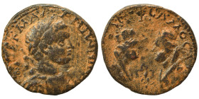 MESOPOTAMIA. Edessa. Caracalla (?), 198-217. Ae (bronze, 5.38 g, 20 mm). Laureate bust right. Rev. Confronted busts of two Tyches. BMC - ; Dandrow -. ...