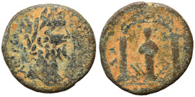 LACONIA. Las. Septimius Severus , 193-211. Assarion (bronze, 4.48 g, 21 mm). Laureate, draped and cuirassed bust right. Rev. ΛA-[ωN] Facing terminal s...