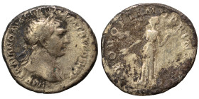 Trajan, 98-117. Denarius (silver, 3.07 g, 19 mm), Rome. IMP TRAIANO AVG GER DAC P M TR P COS V P P Laureate bust with drapery on far shoulder right. R...