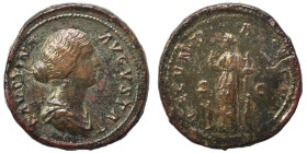 Faustina II, Augusta, 147-175. Sestertius (bronze, 23.03 g, 35 mm), Rome. FAVSTINA AVGVSTA Draped bust right. Rev. FECVND AVGVSTAE / S - C Fecunditas ...