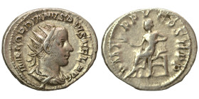 Gordian III, 238-244. Antoninianus (silver, 4.38 g, 23 mm), Rome. IMP GORDIANVS PIVS FEL AVG Radiate, draped and cuirassed bust right. Rev. P M TR P V...