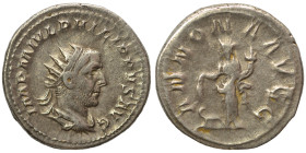 Philip I, 244-249. Antoninianus (silver, 4.33 g, 22 mm), Rome. IMP M IVL PHILIPPVS AVG Radiate, draped and cuirassed bust right. Rev. ANNONA AVGG Anno...