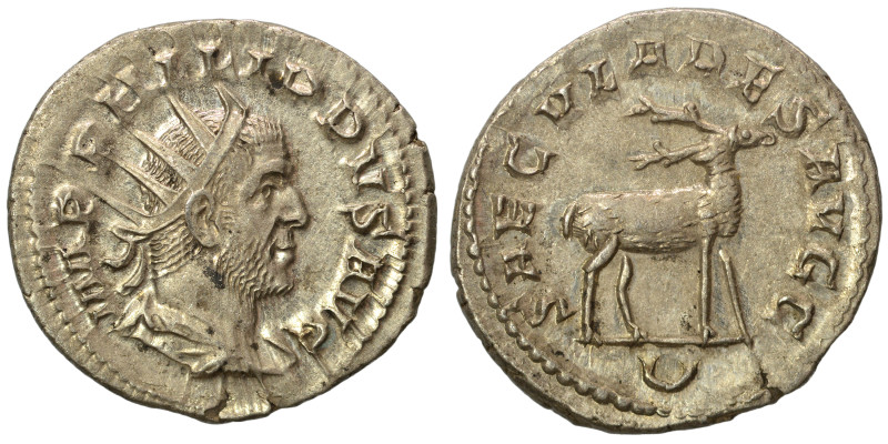 Philip I, 244-249. Antoninianus (silver, 3.15 g, 22 mm), Rome. Saecular Games is...