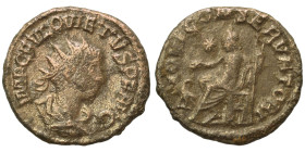 Quietus, usurper, 260-261. Antoninianus (billon, 2.73 g, 19 mm), Samosata. IMP C FVL QVIETVS P F AVG Radiate, draped and cuirassed bust right. Rev. IO...