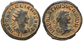 Aurelian, with Vabalathus, 270-275. Antoninianus (bronze, 3.61 g, 20 mm), Antioch. IMP C AVRELIANVS AVG Radiate and cuirassed bust of Aurelian right; ...