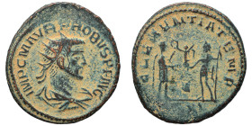 Probus. 276-282. Antoninianus (bronze, 3.79 g, 22 mm), Antioch. IMP C M AVR PROBVS P F AVG Radiate, draped and cuirassed bust right. Rev. CLEMENTIA TE...