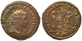 Diocletian, 284-305. Antoninianus (bronze, 3.67 g, 20 mm), Antioch. IMP C C VAL DIOCLETIANVS P F AVG Radiate, draped and cuirassed bust right. Rev. IO...