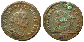 Diocletian, 284-305. Antoninianus (3.59 g, 22 mm), Tripolis. IMP C C VAL DIOCLETIANVS P F AVG Radiate, draped and cuirassed bust right. Rev. IOVI CONS...