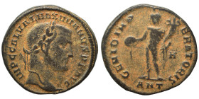 Maximianus, first reign, 286-305. Follis (bronze, 6.00 g, 23 mm), Antioch. IMP C GAL VAL MAXIMIANVS P F AVG Laureate head right. Rev. GENIO POPVLI ROM...