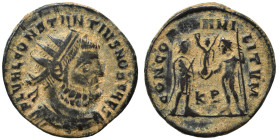 Constantius I, as Caesar, 293-305. Ae (bronze, 2.76 g, 20 mm), Cyzicus. FL VAL CONSTANTIVS NOB CAES Radiate, draped and cuirassed bust of Constantius ...