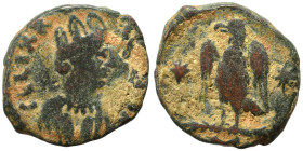 OSTROGOTHS. Theoderic, 493-526. 10 Nummi (bronze, 3.82 g, 17 mm), Rome. FELIX R[AVENNA] Mural-crowned and draped bust of Ravenna to right. Rev. Eagle ...