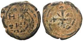 CRUSADERS. Edessa. Richard of Salerno, regent, 1104-1108. Follis (bronze, 11.07 g, 28 mm). KЄ / BOHΘ / PIKAP/Δω ('Lord, help Richard' in Greek) in fou...