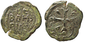 CRUSADERS. Edessa. Richard of Salerno, regent, 1104-1108. Follis (bronze, 4.68 g, 26 mm). KЄ / BOHΘ / PIKAP/Δω ('Lord, help Richard' in Greek) in four...