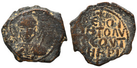 CRUSADERS. Principality of Antioch. Tancred, regent, 1101-1112. Follis (bronze, 3.99 g, 21 mm). Nimbate bust of St. Peter facing, raising his right ha...