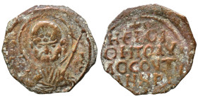 CRUSADERS. Principality of Antioch. Tancred, regent, 1101-1112. Follis (bronze, 3.39 g, 21 mm). Nimbate bust of St. Peter facing, raising his right ha...
